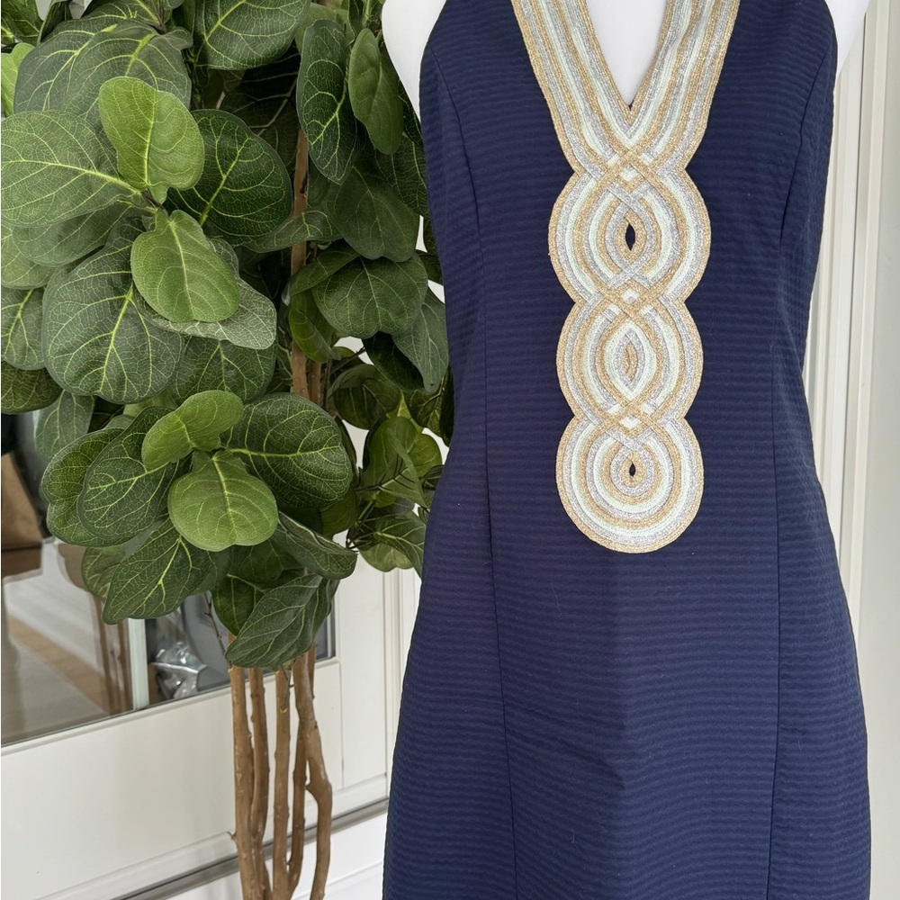 Lilly Pulitzer Navy Dress with Gold Detailing